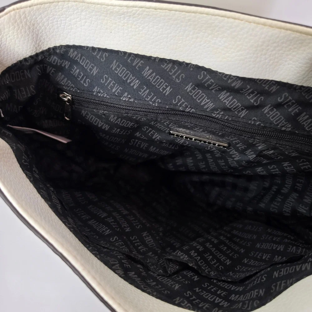 Steve Madden White Monogram Backpack Purse Crossbody Bag BSeyda Faux Leather SM